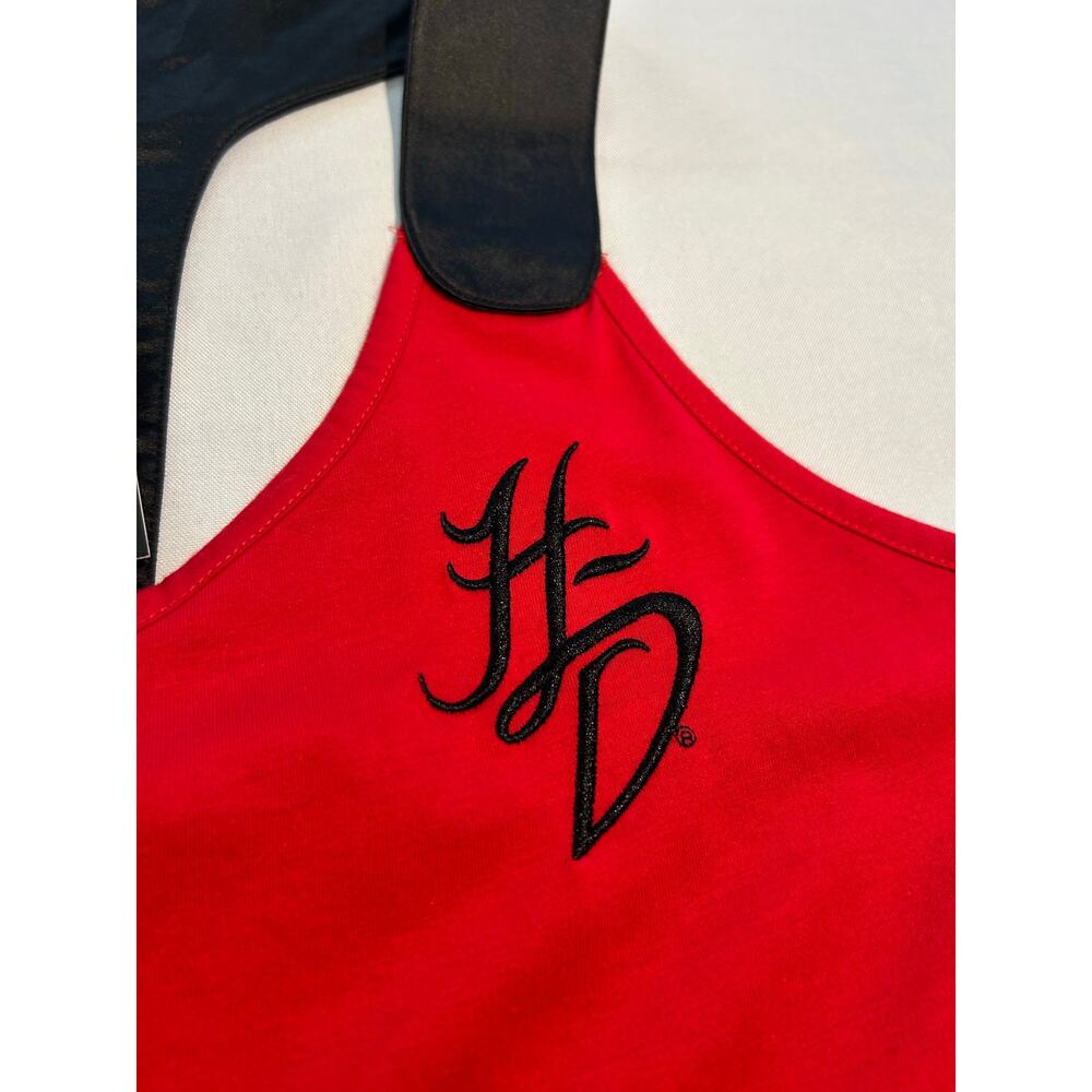 Harley Davidson Deep V-Neck Satin Racerback Tank Top Red & Black Large NWT - Picture 5 of 9